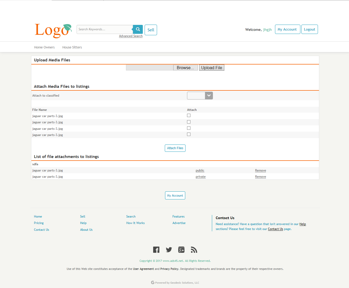 File management module for auction classifieds script classified auction file upload